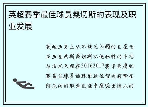 英超赛季最佳球员桑切斯的表现及职业发展